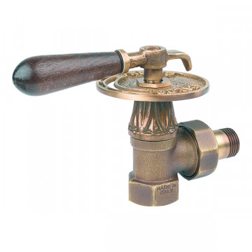 Вентиль Carlo Poletti V673L 1/2" угловой, с деревянной ручкой