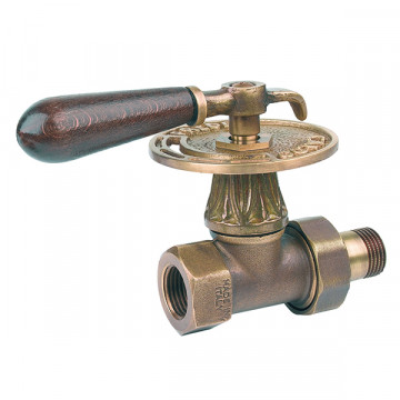 Вентиль Carlo Poletti V677L 1/2" проходной, с деревянной ручкой