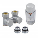 SCHLOSSER Exclusive Комплект: узел нижнего подключения 3/4"хМ22х1,5 угловой + термоголовка М30х1,5, цвет сатин SCHLOSSER Exclusive Комплект: узел нижнего подключения 3/4"хМ22х1,5 угловой + термоголовка М30х1,5, цвет сатин