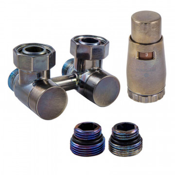 SCHLOSSER Exclusive Комплект: узел нижнего подключения 3/4"хМ22х1,5 прямой + термоголовка М30х1,5, цвет Technoline