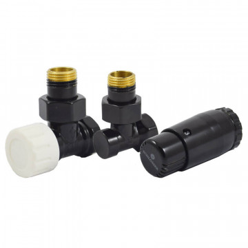 Комплект термостатический SCHLOSSER Standart Mini 1/2"х1/2" угловой, черный RAL 9005